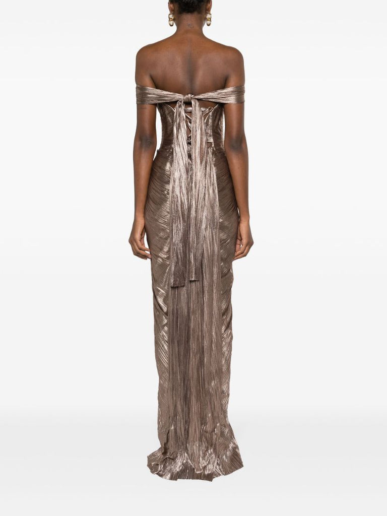 Brown Tia PlissÃ_x0083_Â© Gown