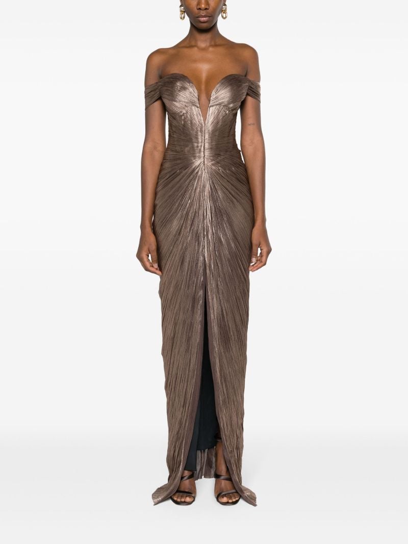 Brown Tia PlissÃ_x0083_Â© Gown