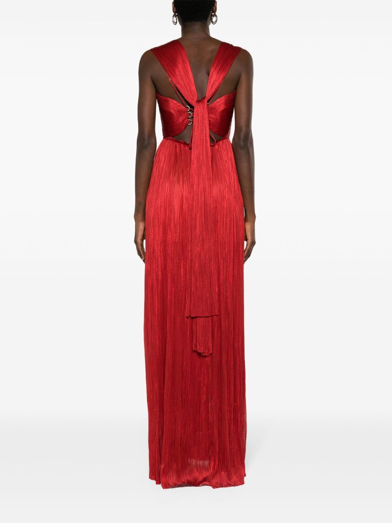 Red Sabina Pleated Maxi Gown