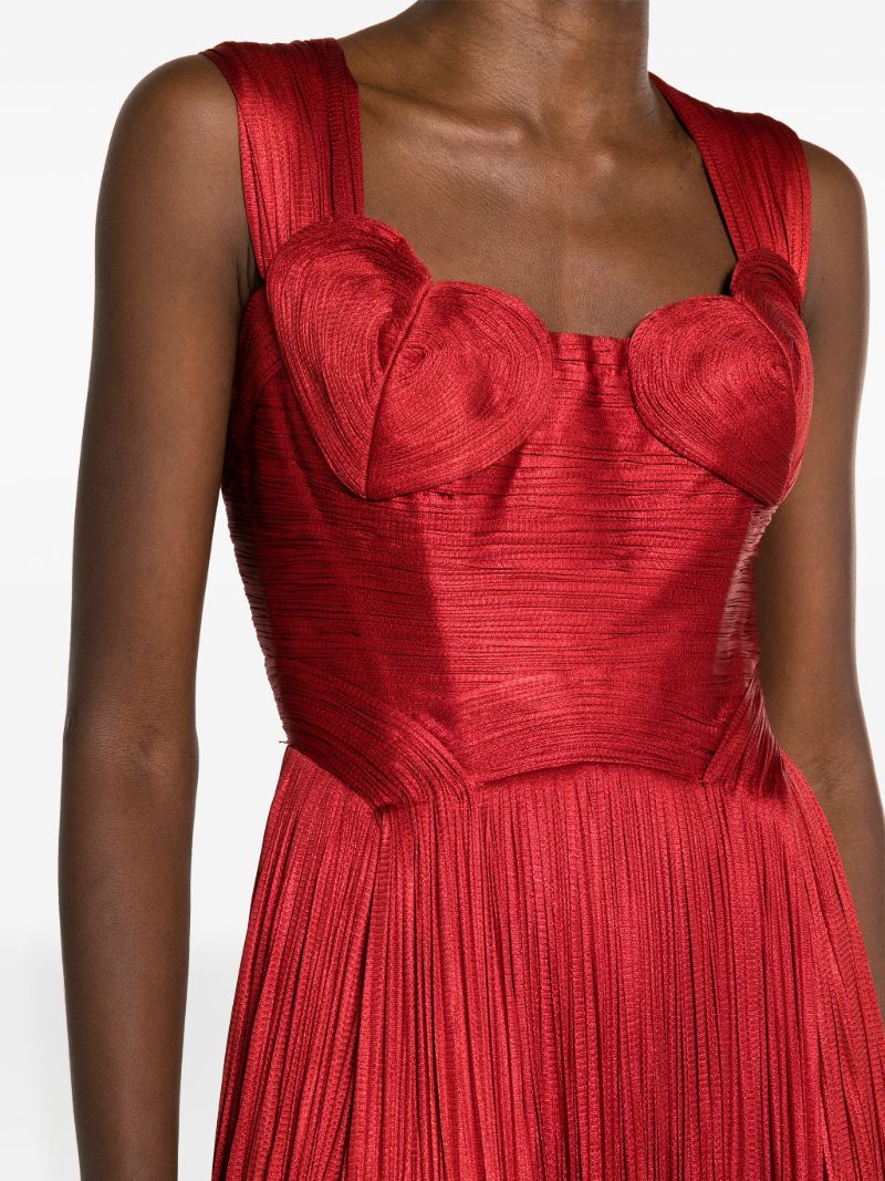 Red Sabina Pleated Maxi Gown