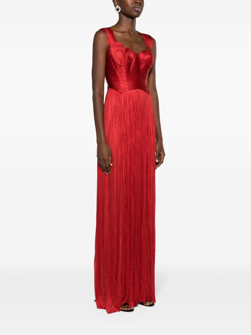 Red Sabina Pleated Maxi Gown