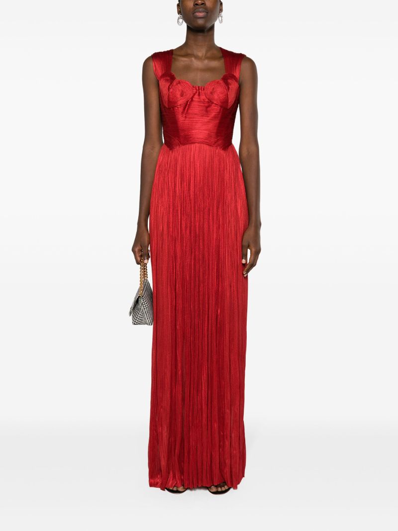 Red Sabina Pleated Maxi Gown