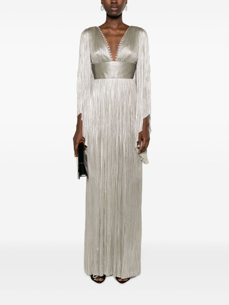 Grey Harlow Draped Silk Maxi Dress