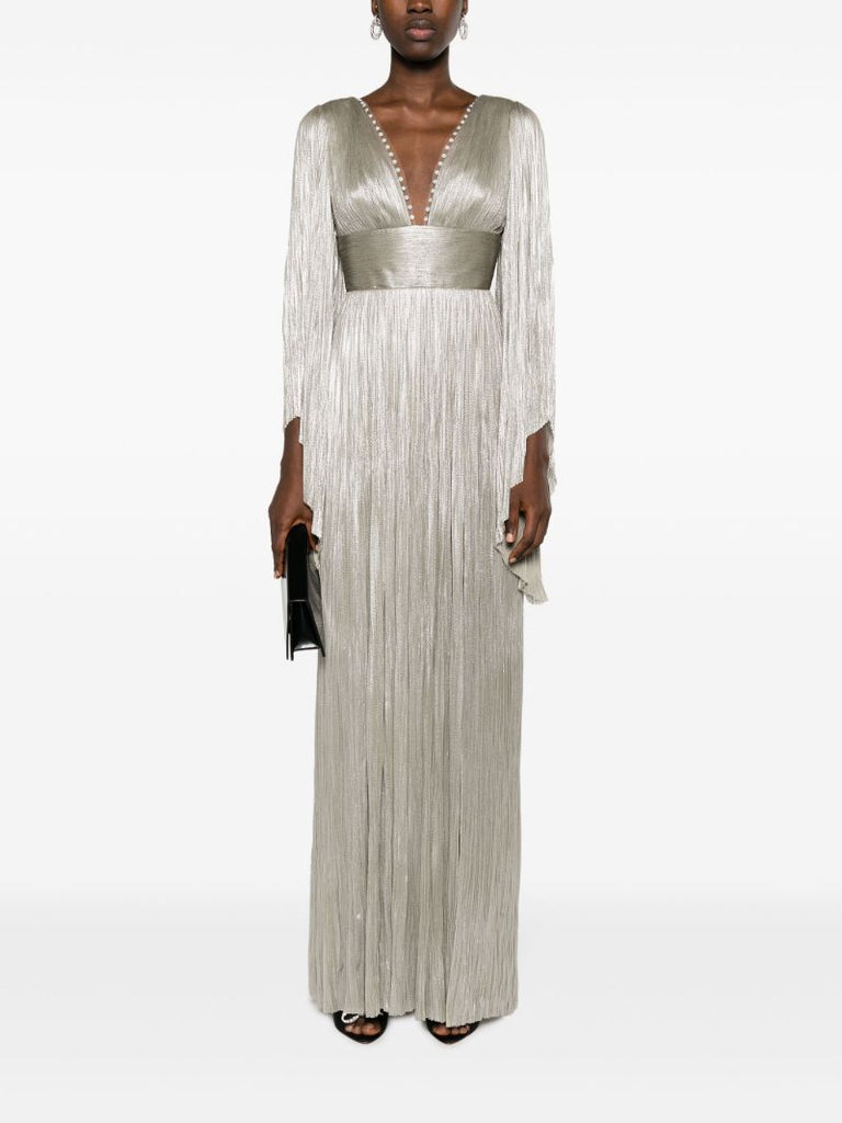 Grey Harlow Draped Silk Maxi Dress