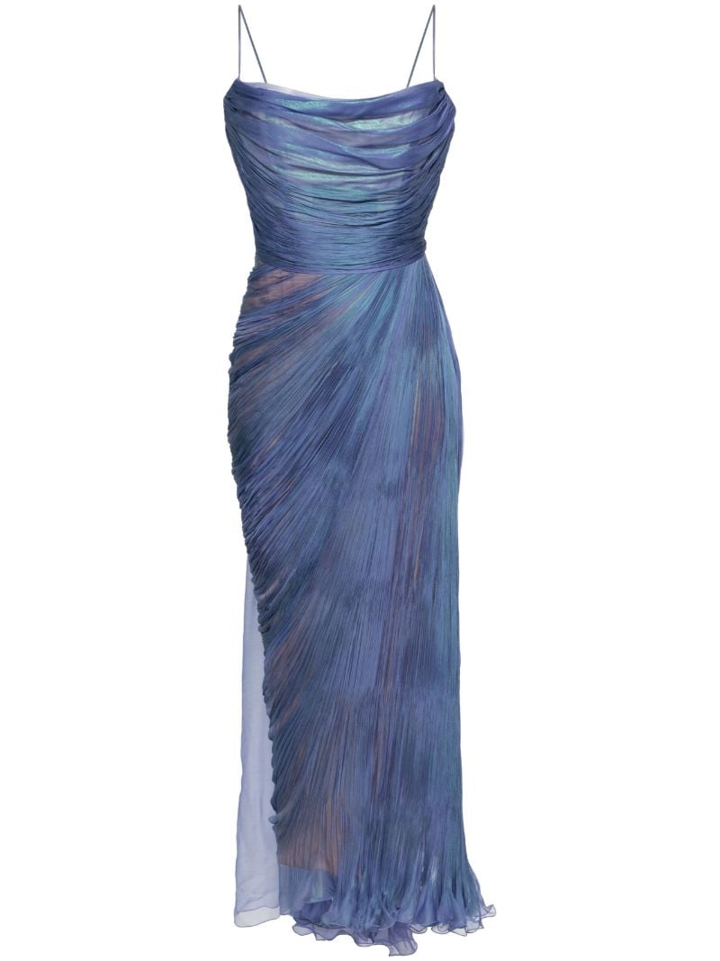 Blue Regina Draped Silk Gown