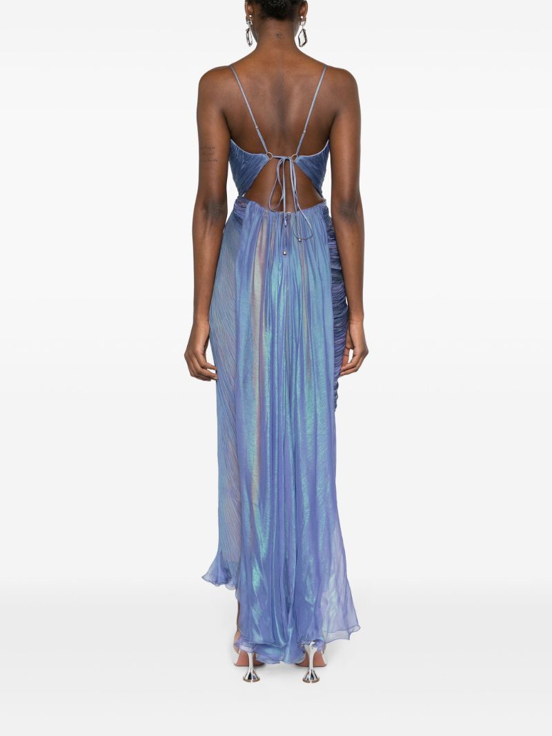 Blue Regina Draped Silk Gown