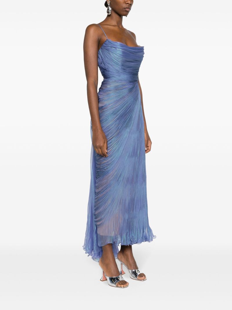 Blue Regina Draped Silk Gown