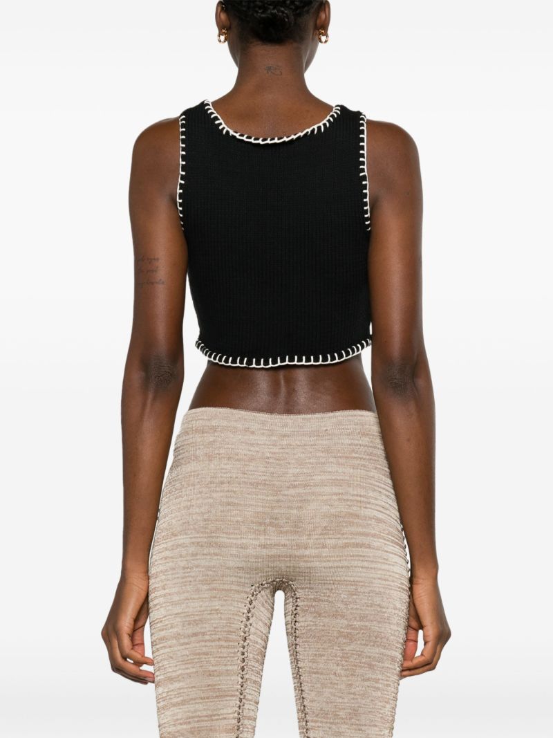 Black Whipstitch Cropped Knit Vest