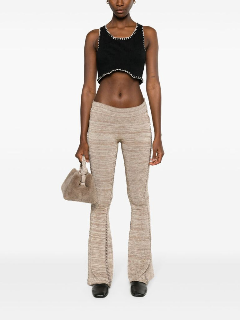 Black Whipstitch Cropped Knit Vest