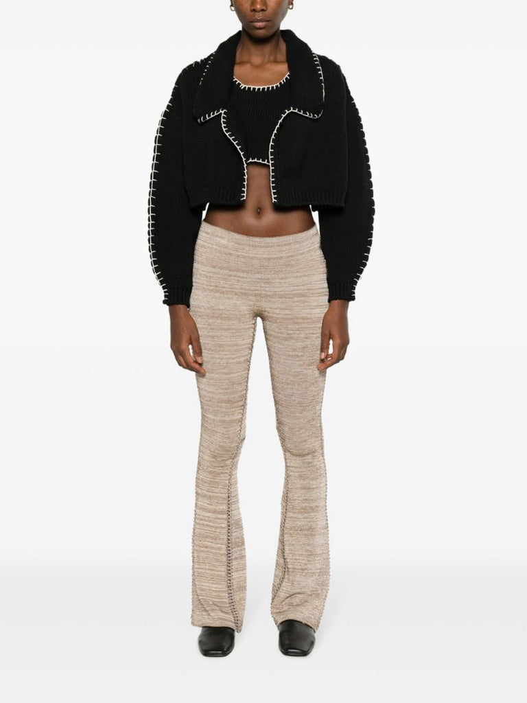 Black Whipstitch Cropped Cardigan