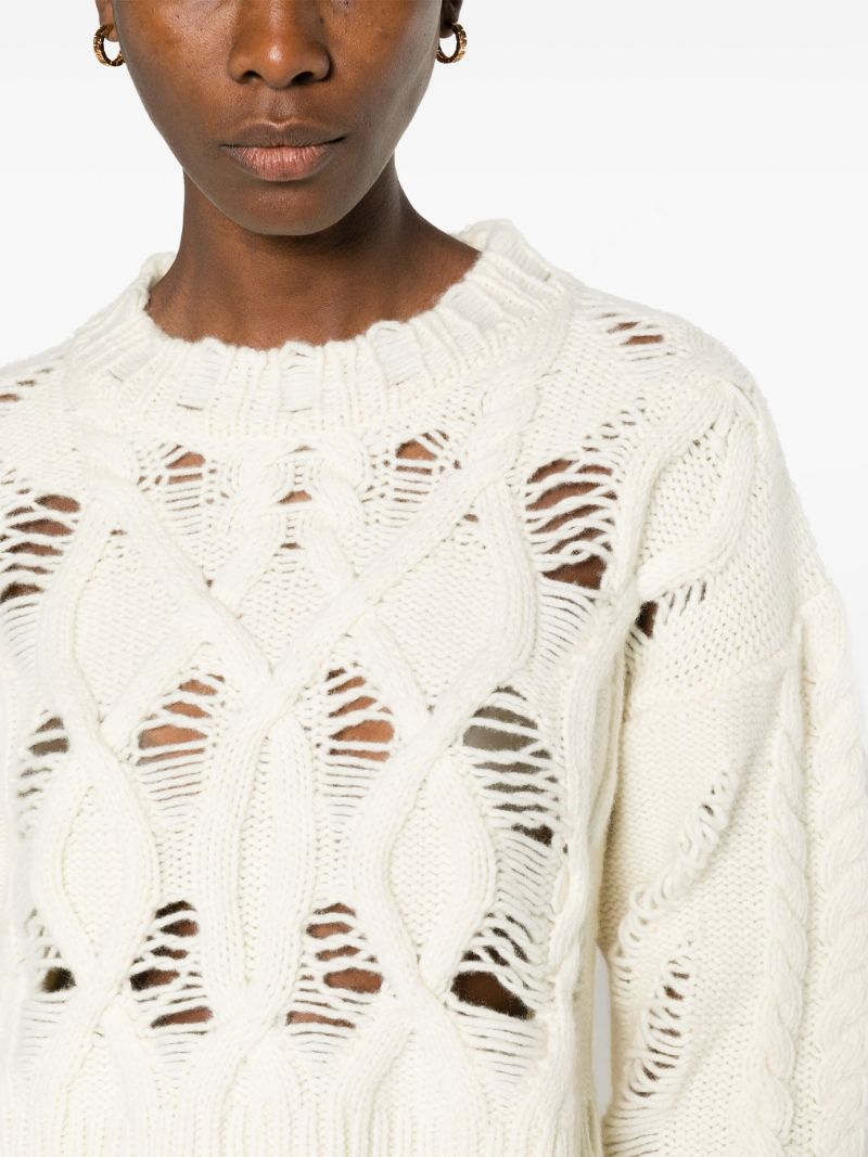 White Cable Knit Cropped Sweater