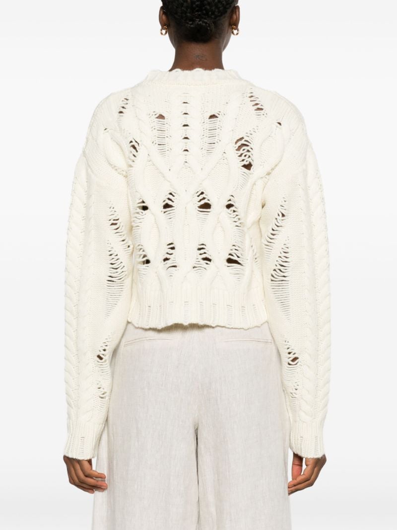 White Cable Knit Cropped Sweater