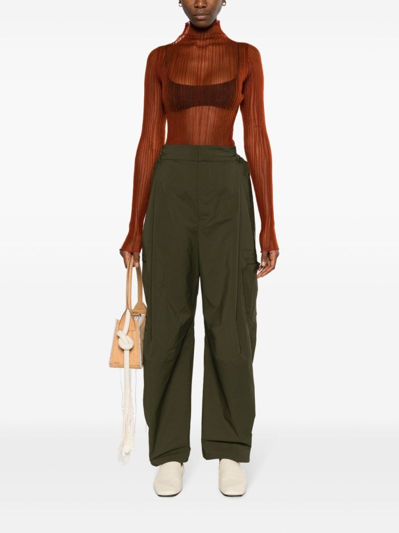 Red Modern Mist Sheer Long Sleeve Top