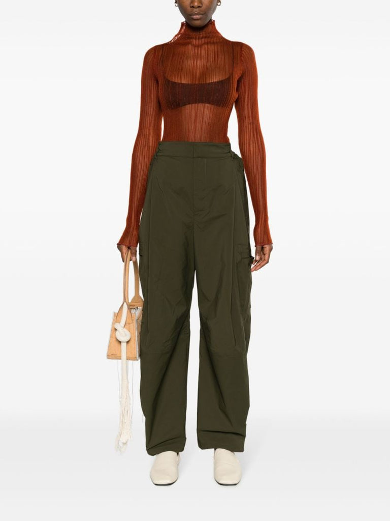 Red Modern Mist Sheer Long Sleeve Top