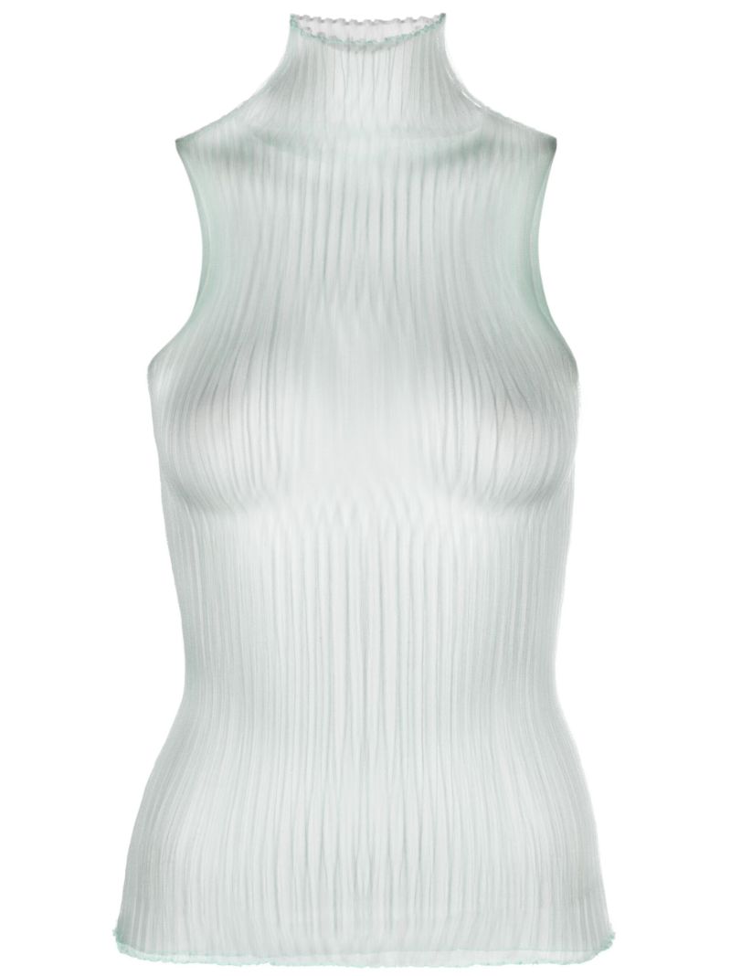Blue Modern Mist Sheer Sleeveless Vest