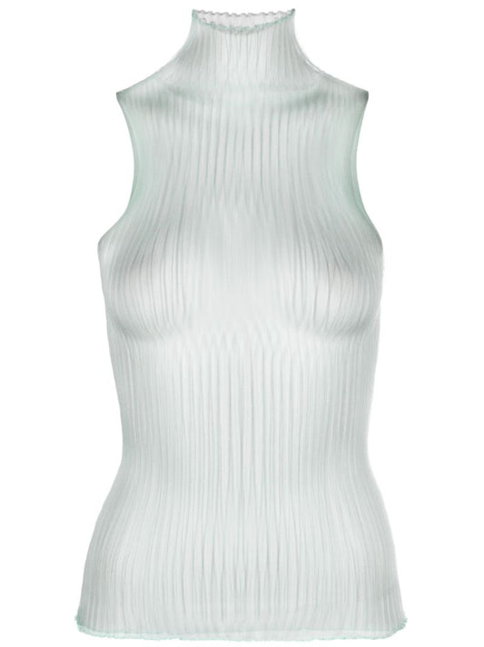 Blue Modern Mist Sheer Sleeveless Vest