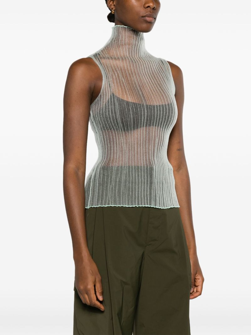 Blue Modern Mist Sheer Sleeveless Vest