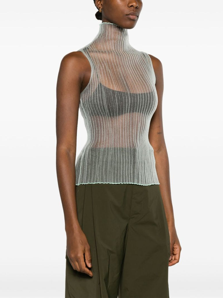 Blue Modern Mist Sheer Sleeveless Vest