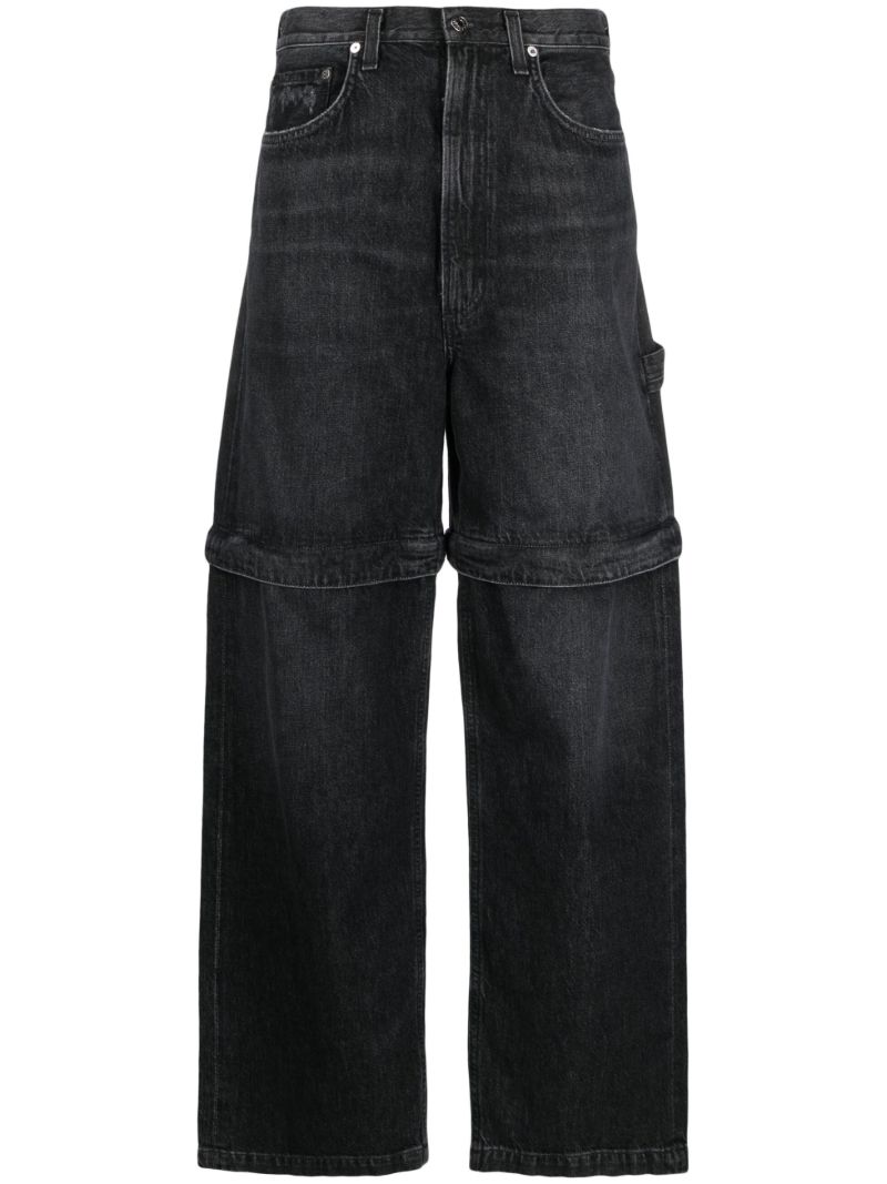 Grey Risha Panelled Wide-leg Jeans