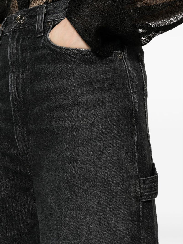 Grey Risha Panelled Wide-leg Jeans