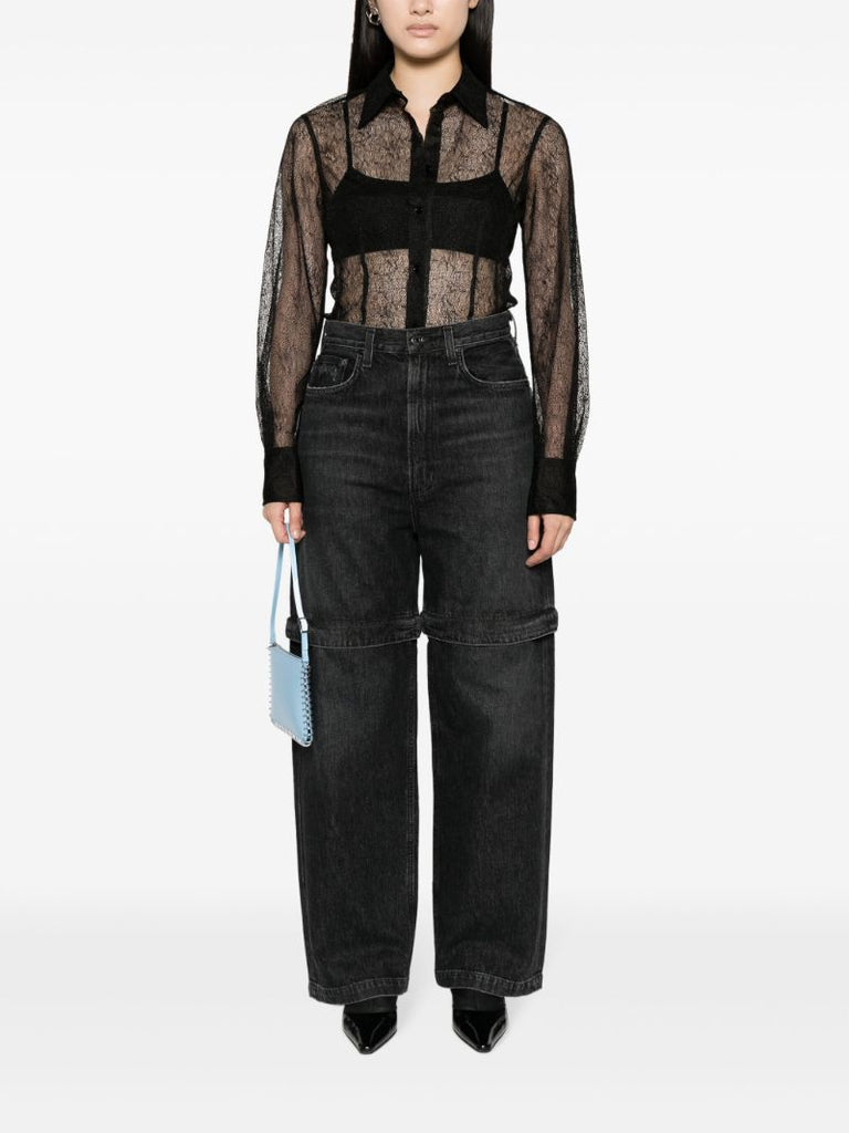 Grey Risha Panelled Wide-leg Jeans