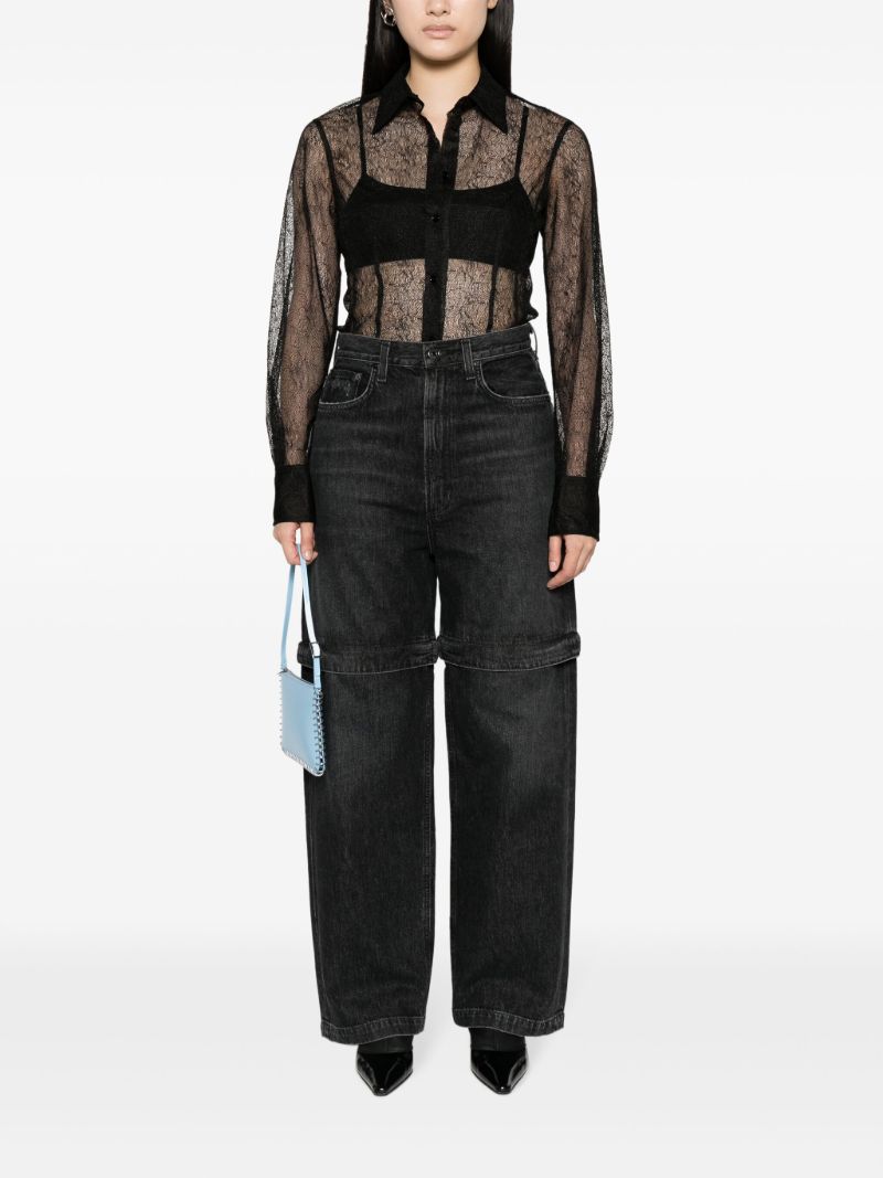 Grey Risha Panelled Wide-leg Jeans