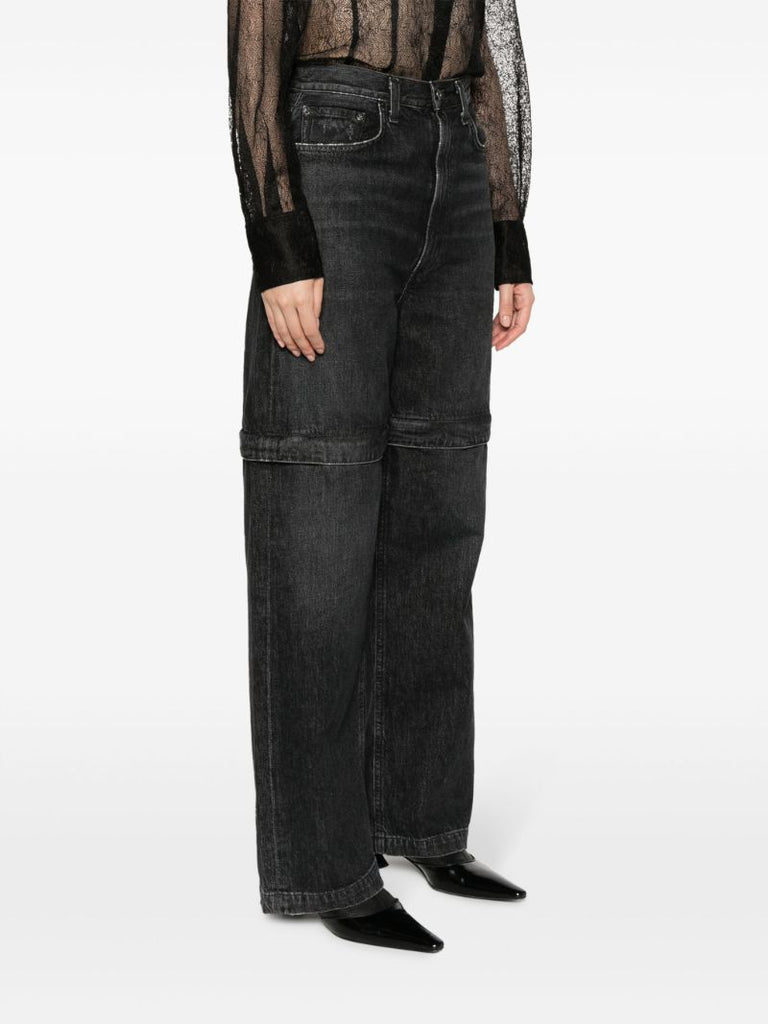 Grey Risha Panelled Wide-leg Jeans