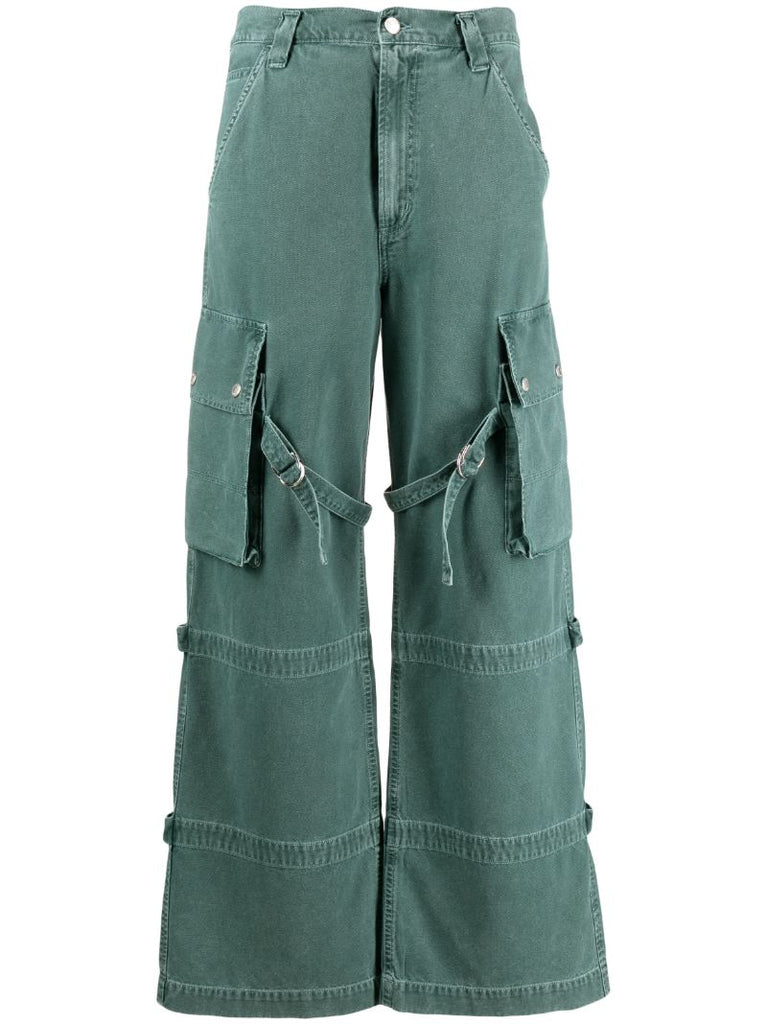 Green Vivian Buckled Straight Jeans
