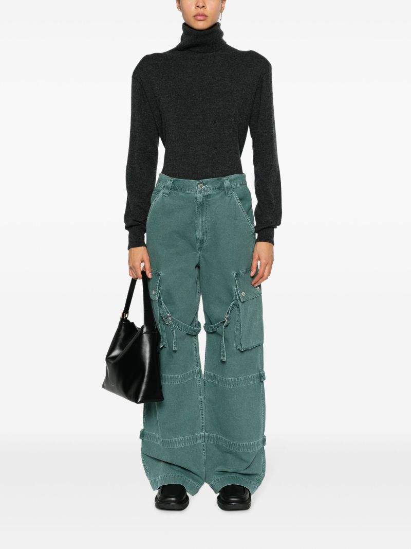 Green Vivian Buckled Straight Jeans