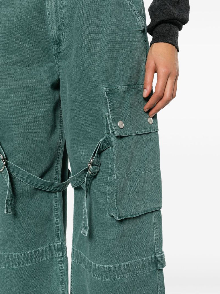Green Vivian Buckled Straight Jeans