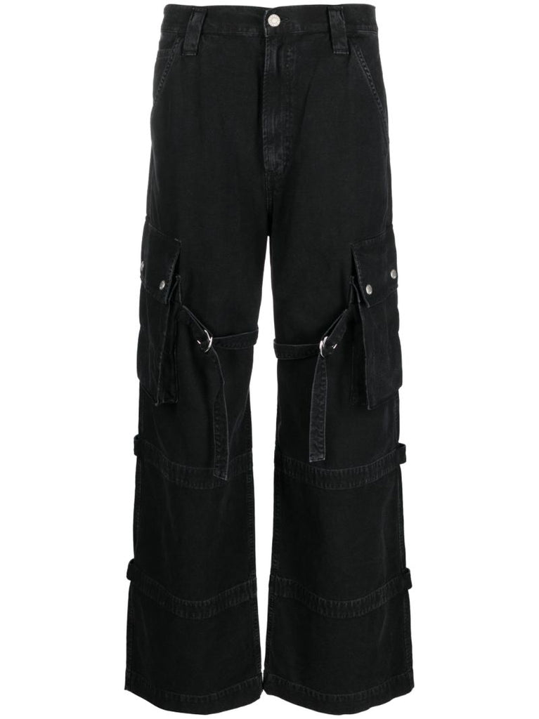 Black Vivian Buckled Straight Jeans