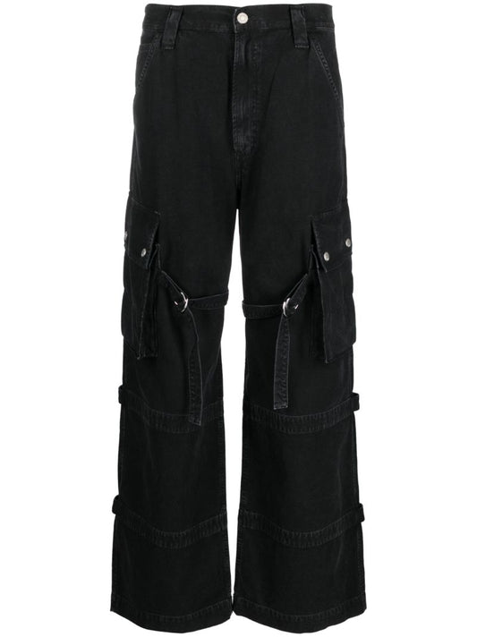 Black Vivian Buckled Straight Jeans
