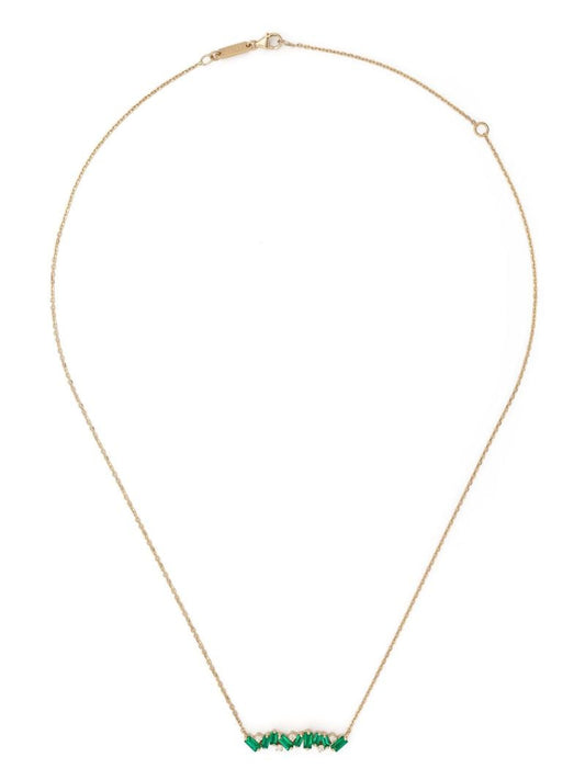 18k Yellow Gold Frenzy Emerald and Diamond Necklace
