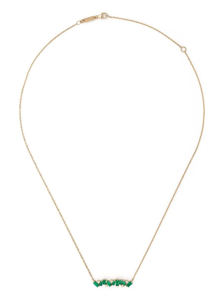 18k Yellow Gold Frenzy Emerald and Diamond Necklace