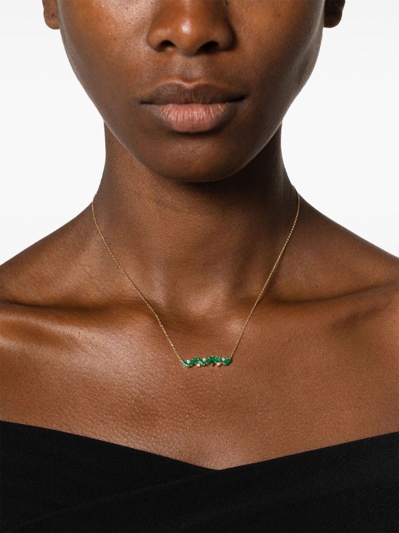 18k Yellow Gold Frenzy Emerald and Diamond Necklace