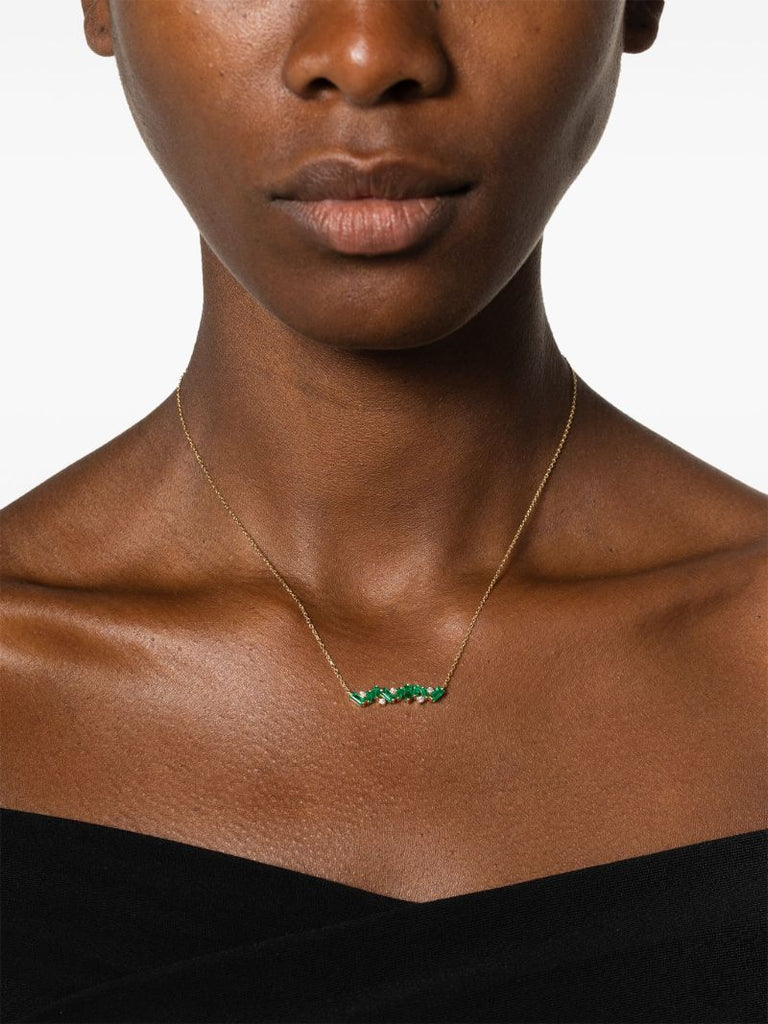 18k Yellow Gold Frenzy Emerald and Diamond Necklace