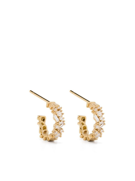 18k Yellow Gold Classic Icon Diamond Hoop Earrings