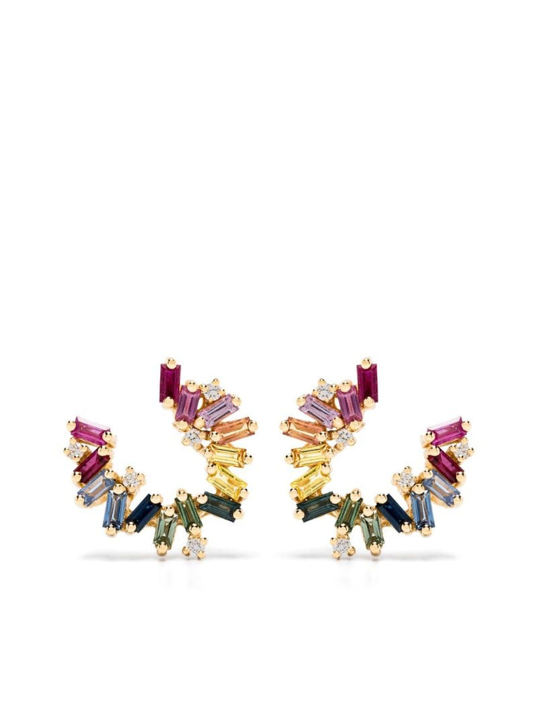 18k Yellow Gold Bold Burst Sapphire and Diamond Earrings