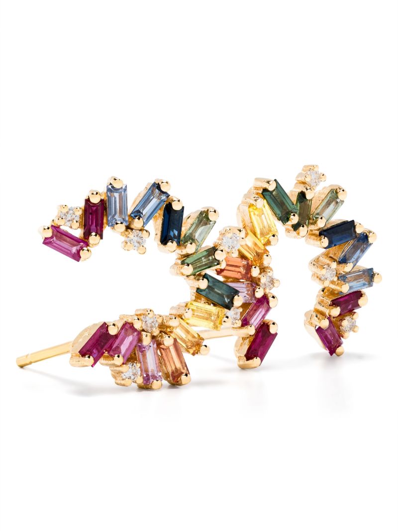 18k Yellow Gold Bold Burst Sapphire and Diamond Earrings
