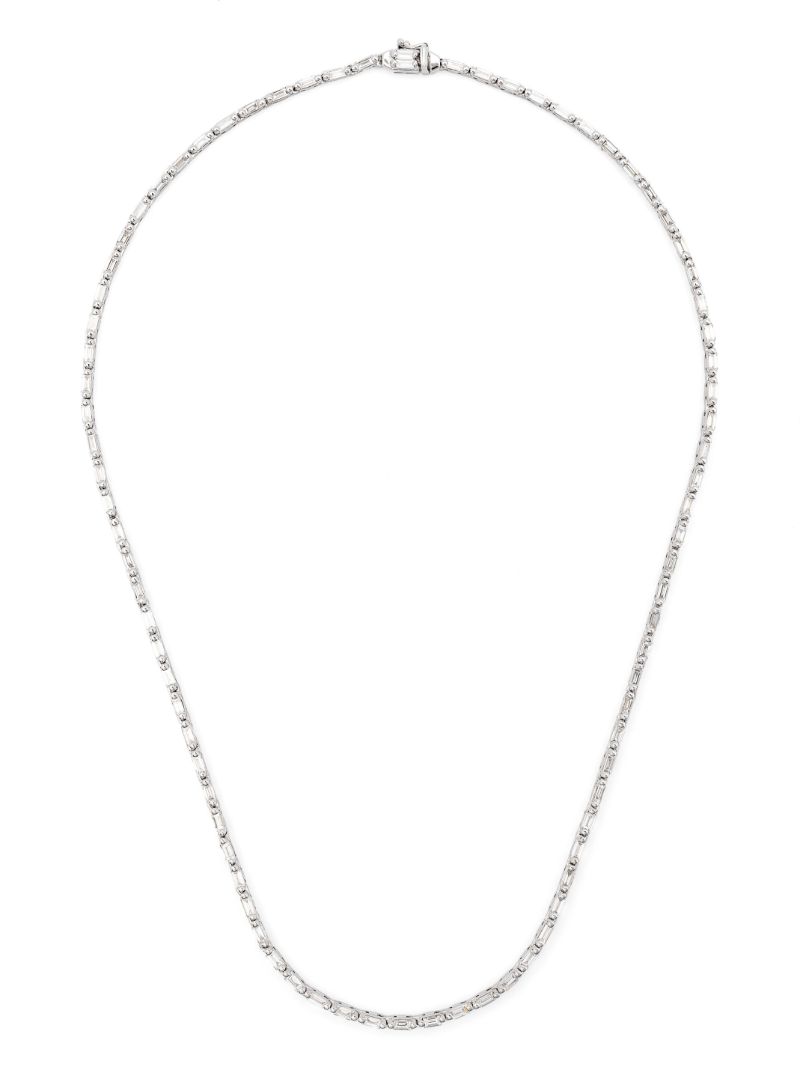 18k White Gold Linear Diamond Necklace