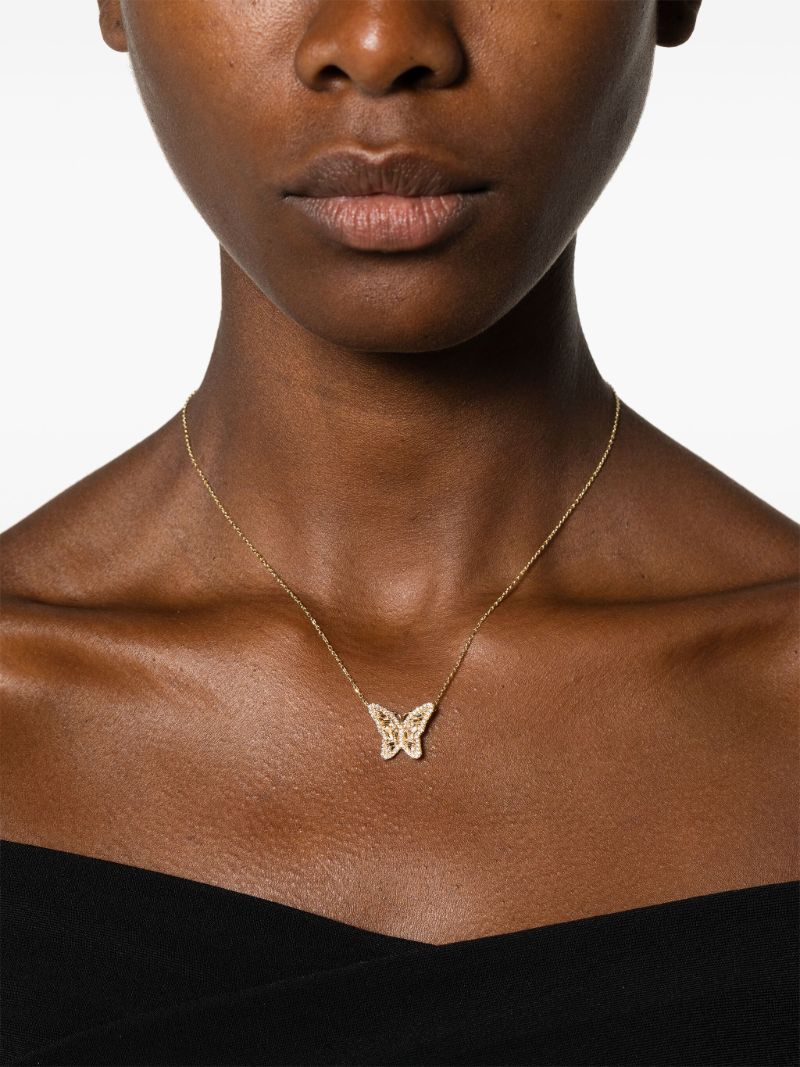 18k Yellow Gold Bold Butterfly Diamond Necklace