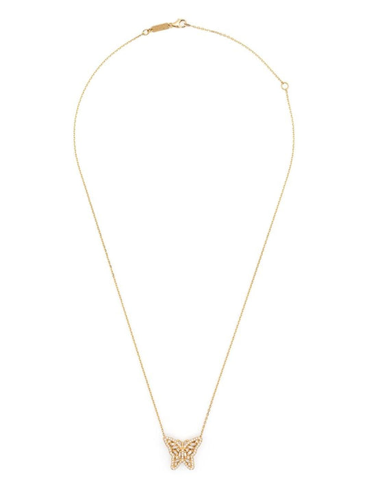 18k Yellow Gold Bold Butterfly Diamond Necklace