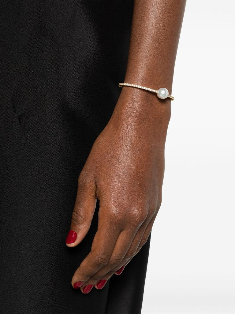18k Yellow Gold Akoya Pearl and Diamond Cuff Bracelet