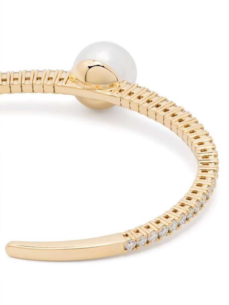18k Yellow Gold Akoya Pearl and Diamond Cuff Bracelet