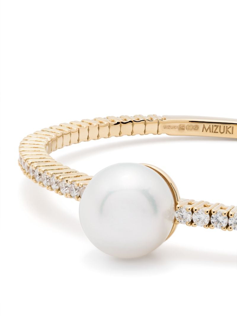 18k Yellow Gold Akoya Pearl and Diamond Cuff Bracelet