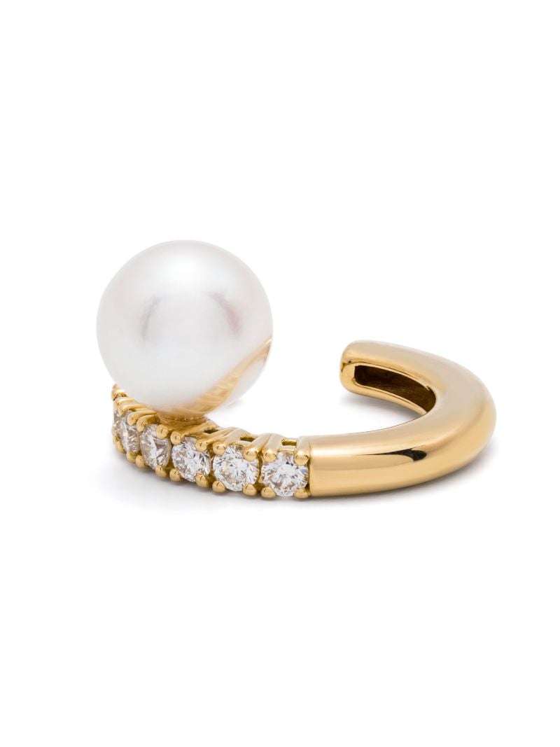18k Yellow Gold Akoya Pearl and Diamond Ear Cuff