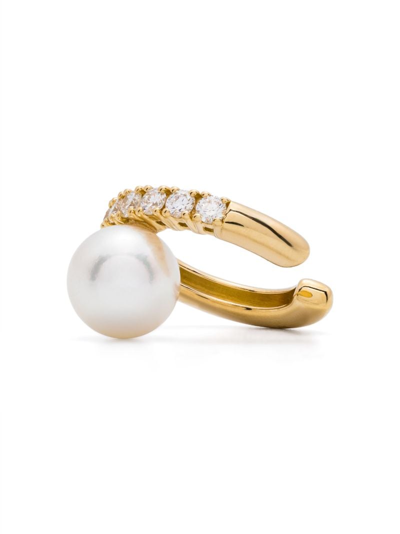 18k Yellow Gold Akoya Pearl and Diamond Ear Cuff