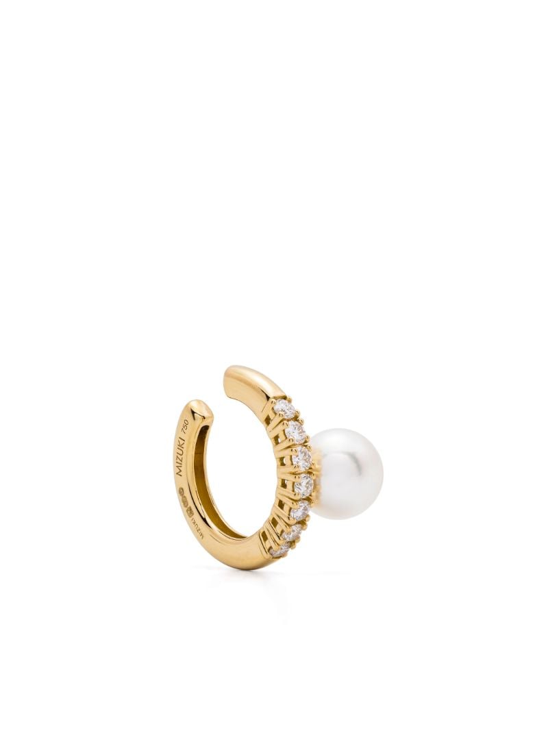 18k Yellow Gold Akoya Pearl and Diamond Ear Cuff