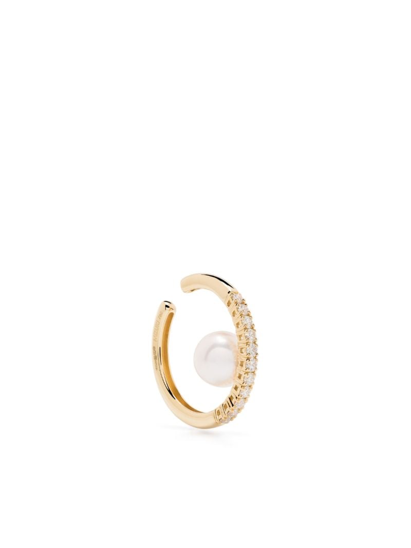 18k Yellow Gold Akoya Pearl and Diamond Earcuff