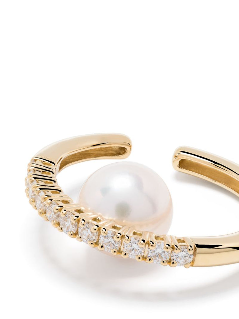 18k Yellow Gold Akoya Pearl and Diamond Earcuff